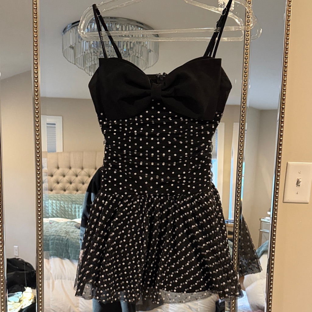 Majorelle Black Mini Dress With White Polka Dots - Revolve